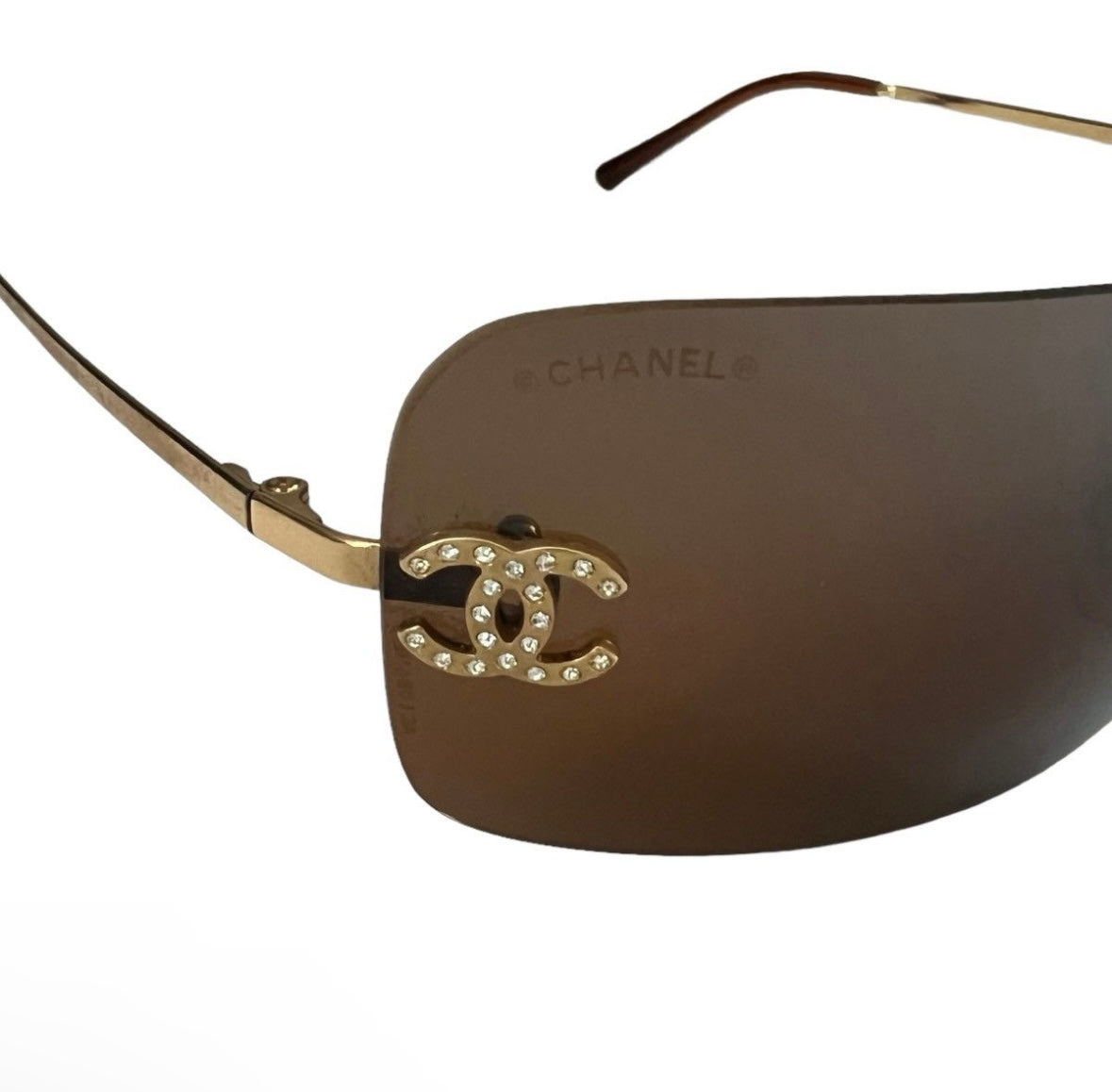 CHANEL RHINESTONE CC LOGO SUNGLASSES