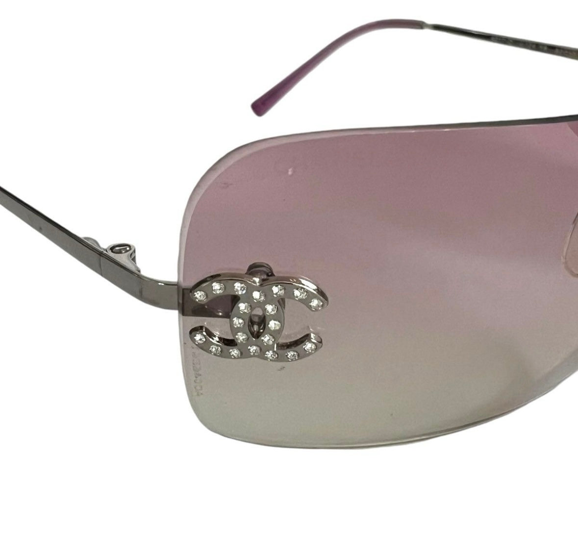 CHANEL RHINESTONE CC LOGO SUNGLASSES PINK