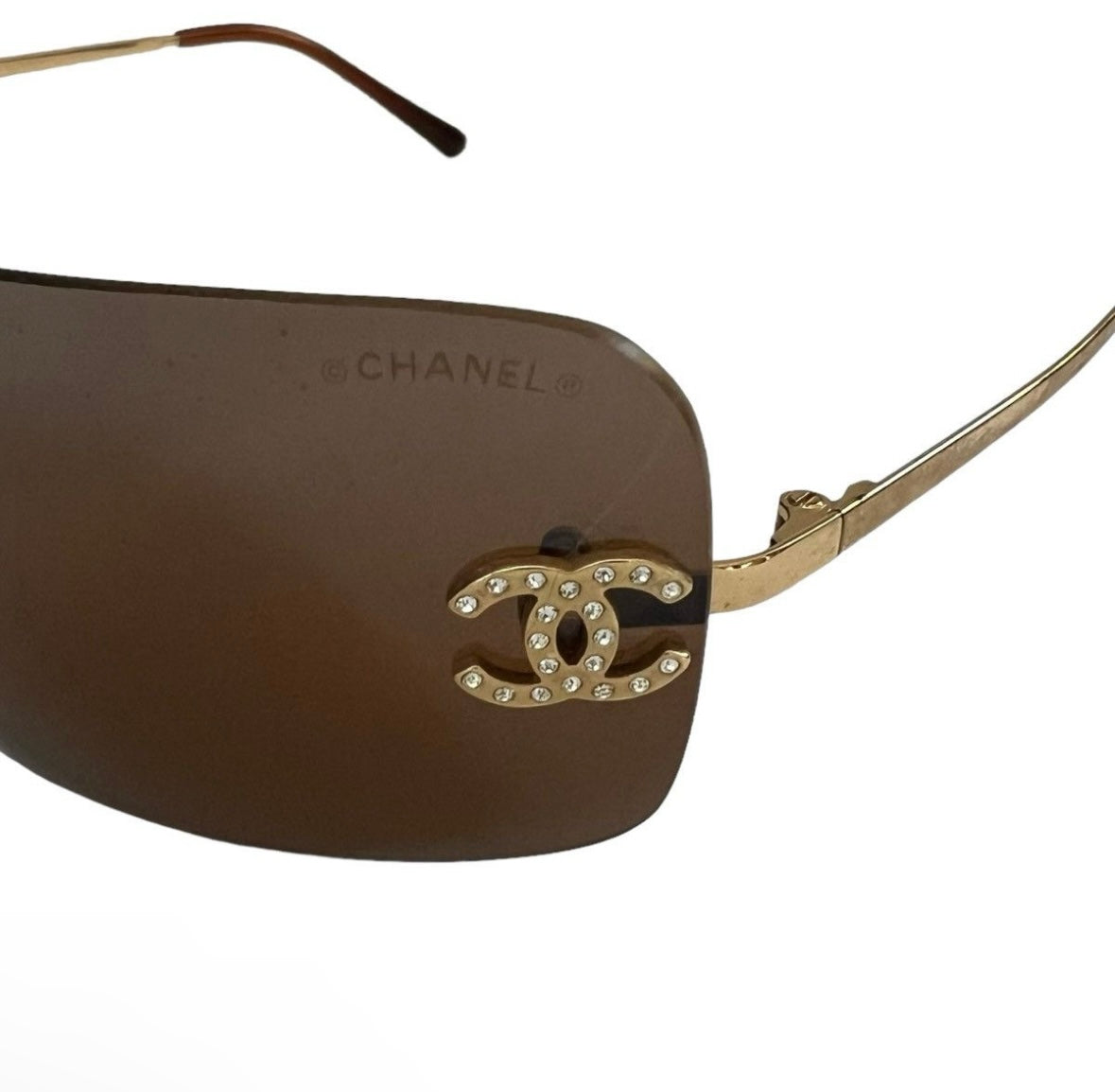 CHANEL RHINESTONE CC LOGO SUNGLASSES