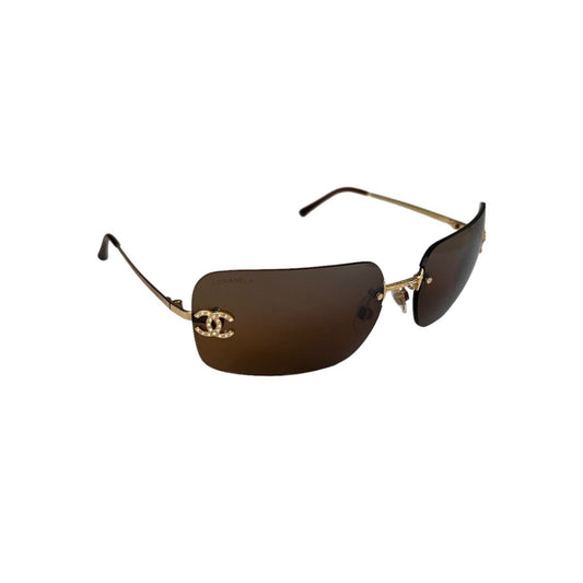 CHANEL RHINESTONE CC LOGO SUNGLASSES