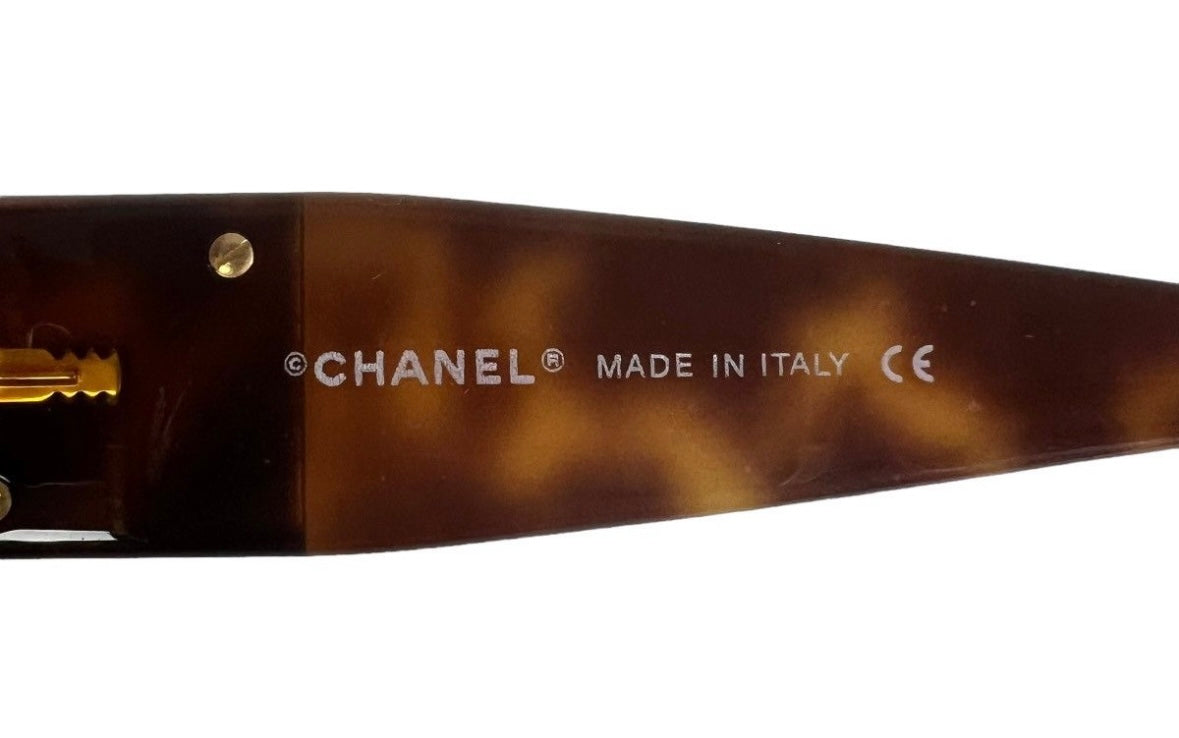 CHANEL TORTOISE CRYSTAL CC LOGO SUNGLASSES