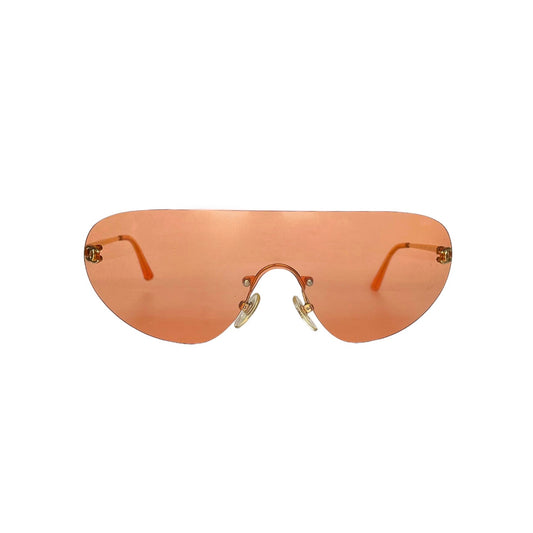 CHANEL RIMLESS OVERSIZED LOGO SUNGLASSES